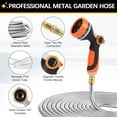 thumbnail image 1 of Metal Garden Hose 50 ft with 10 Function Sprayer Nozzle, Lightweight Stainless Steel Water Hose with 3/4" Solid Fittings, Flexible Kink Free Leak Proof for Yard, , Outdoor & Car washing, 1 of 6