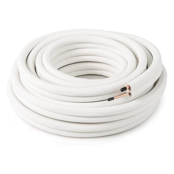 50 Ft. Mini Split Line Set, 1/4" & 3/8" O.D. Copper Pipes w/ 3-layer Insulation, PE Insulated Copper Coil Tubing Extension Set for Unit, HVAC Refrigeration (50FT 1/4" & 3/8")