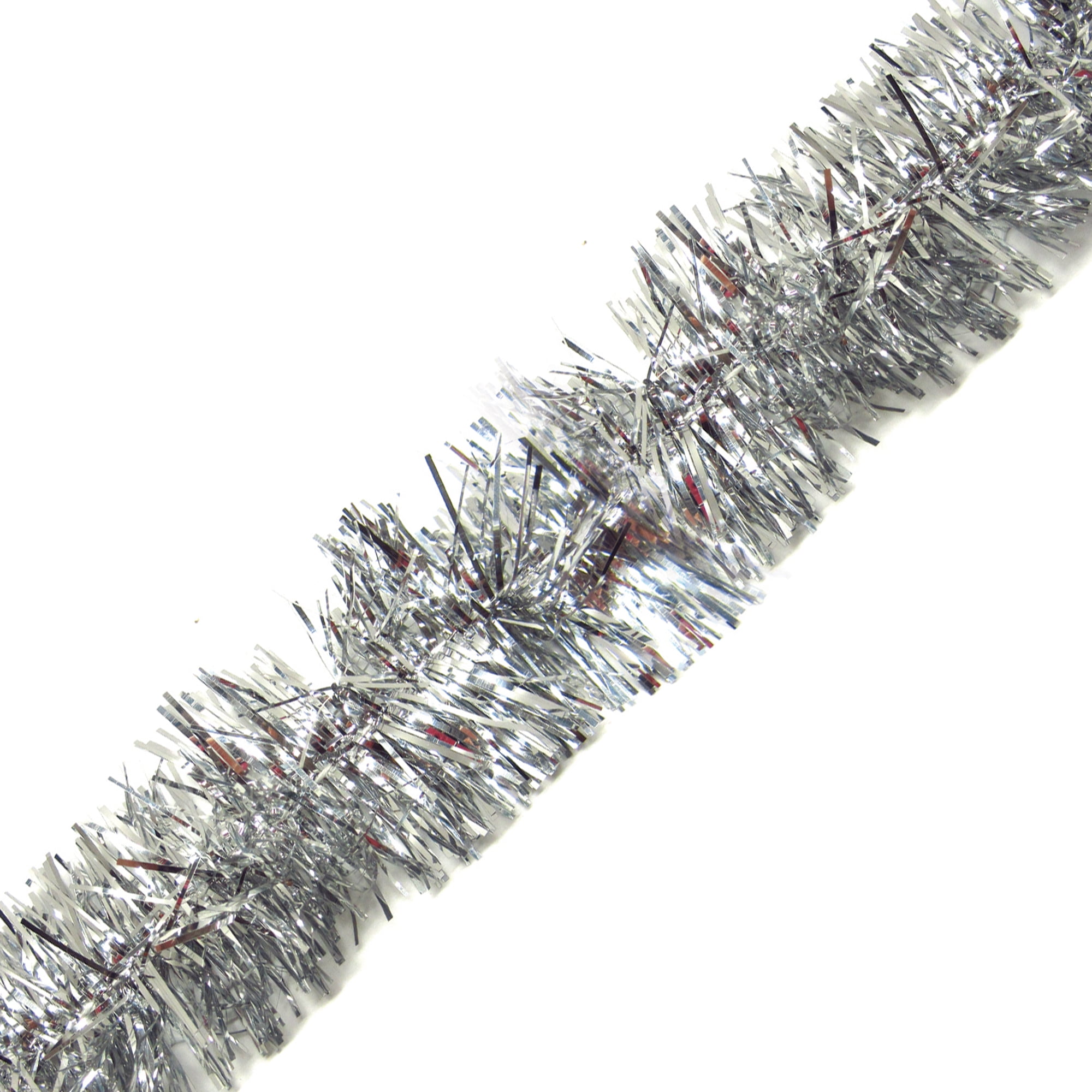 50 Ft Theme Silky Tinsel Garland, Silver (Set of 2)