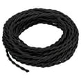 thumbnail image 1 of 50 Ft Twisted Cloth Covered Wire Black UL Listed 18AWG 2Conductor Vintage Lamp Cable Black, 1 of 7