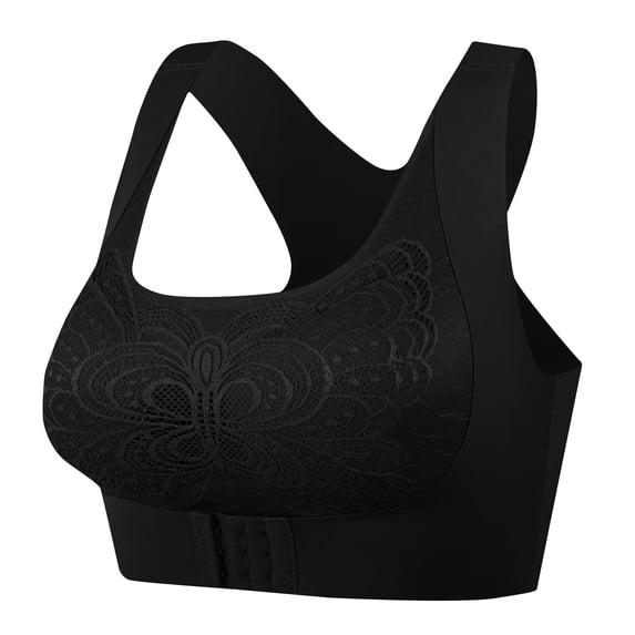 Up to 50% off Full Coverage Bra, Xunlbb Plus Size Women's Seamless Lace Front Buckle Sports Bra Without Steel Ring Back Excellent Up Support Gathering And Collecting Accessory Breast Bra(Black,XXL)