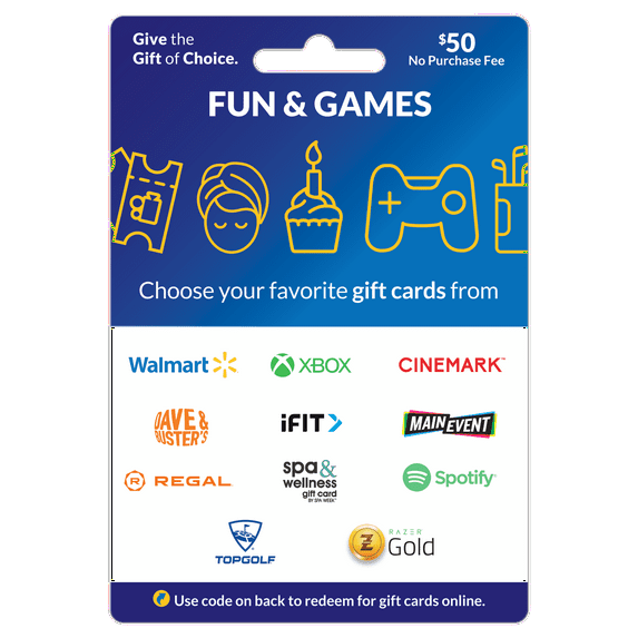 $50 Fun & Games – ChooseYourCard Gift Card 