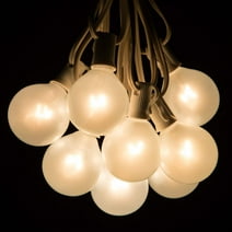 50 Foot G50 White Satin Pearl String Light with White Wire