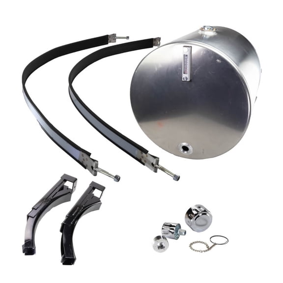 SMC50A 50 Gallon Aluminum Saddle Mount Hydraulic Reservoir Tank with 2" NPT Return Port & Internal Baffles & Brackets - 24 x 27 Inch Oil Fluids Tank for Semi Truck A4500 762.50275242