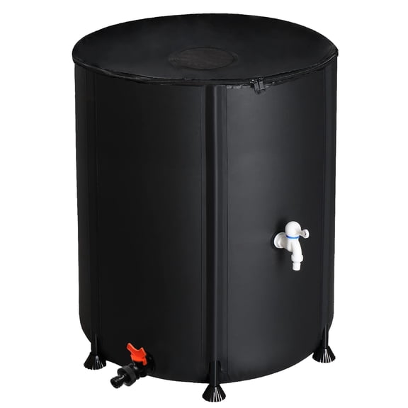 50 Gallon Blue, Black Rain Barrels Collapsible
