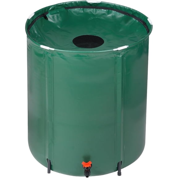 50 Gallon Collapsible Rain Barrel, Portable Rainwater Collection System, Water Storage , Rain Catcher Barrel with Spigots and Overflow Kit, Rain Water Barrel Collector for Garden, Green