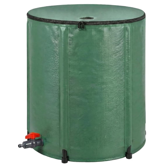 50 Gallon Collapsible Rain Barrel, Rainwater Collection Barrel with Drain Valve, Overflow Outlet and Mesh Cover, Foldable Water Storage Tank for Gutter Downspout, Garden Watering