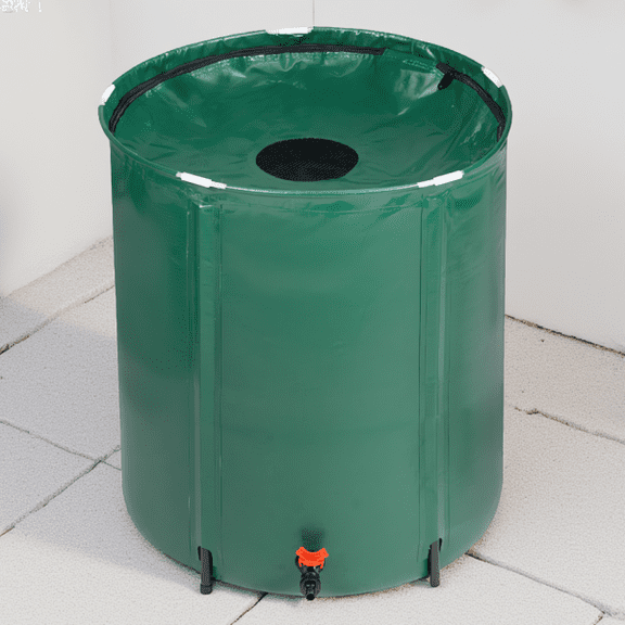 50 Gallon Folding Rain with Cover and Spigot, Collapsible Water Collection , Green