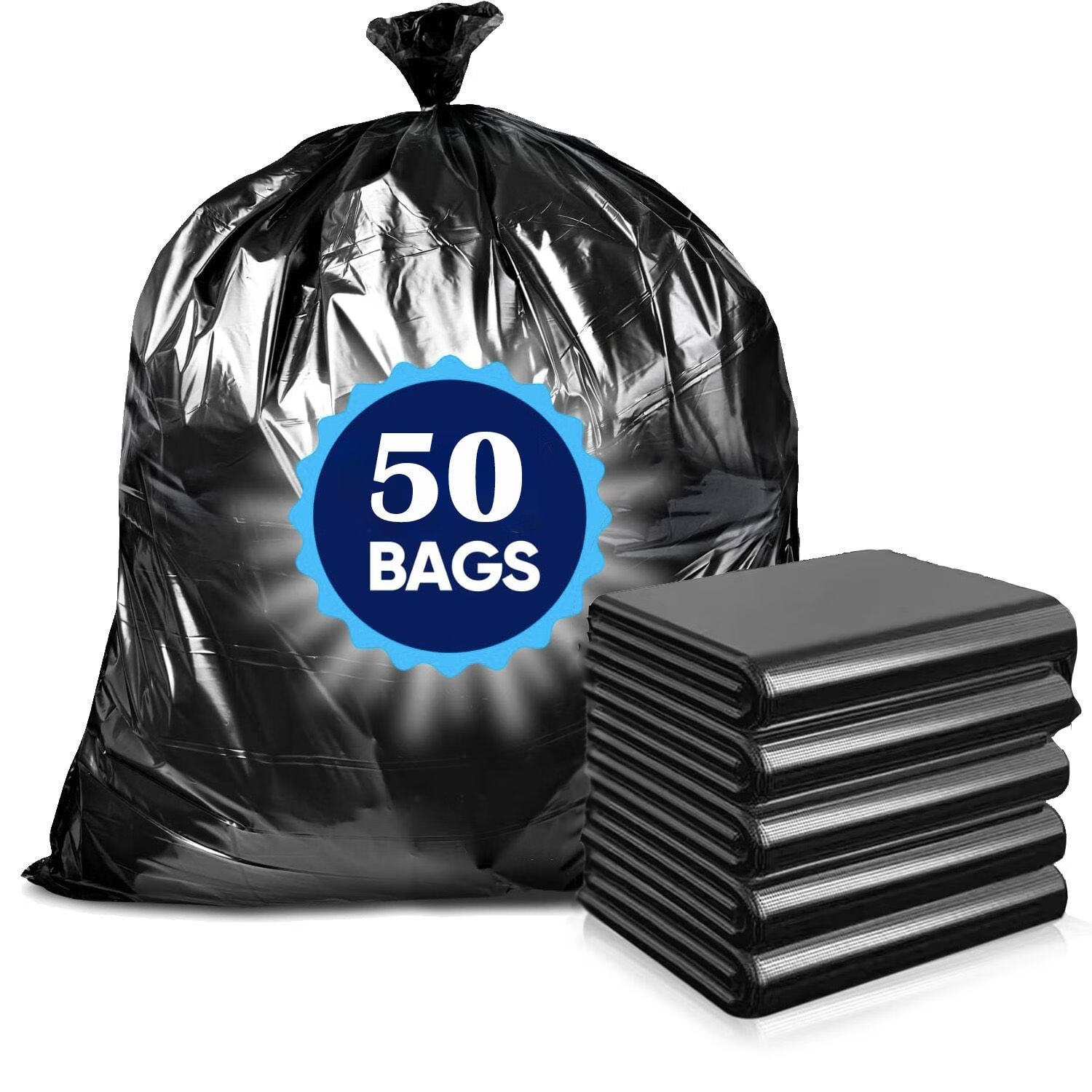 50 Gallon Garbage Bags & Kitchen Trash Bags,50 Pcs Heavy Duty Trash Bags Trash Bags Tall