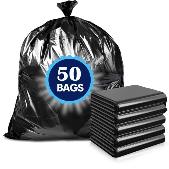 50 Gallon Garbage Bags & Kitchen Trash Bags,50 Pcs Heavy Duty Trash Bags | Trash Bags Tall Kitchen,Biodegradable Large Trash Bags, Outdoor Garbage Can Liners for Contractor | Lands| Leaf | Yard