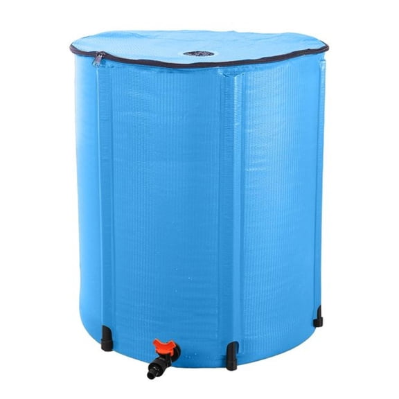 50 Gallon Rain Barrel Folding Water Collector - Blue - Portable Collapsible Rainwater Tank for Garden, Plants, Window Cleaning