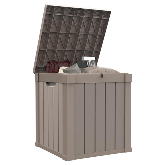 50 Gallon Waterproof Outdoor Storage Box,Resin Deck Box,Lockable Outside Storage Box Container for Patio Furniure,Garden Tools (50 Gallon,Grey)