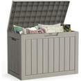 thumbnail image 1 of Outdoor Storage Box, 50 Gallon Waterproof Resin Deck Box, Storage Bin for Package Delivery, Patio Furniture Cushion, Garden Tools, Pool Accessories, Weatherproof and UV Resistant, Grey, 1 of 8