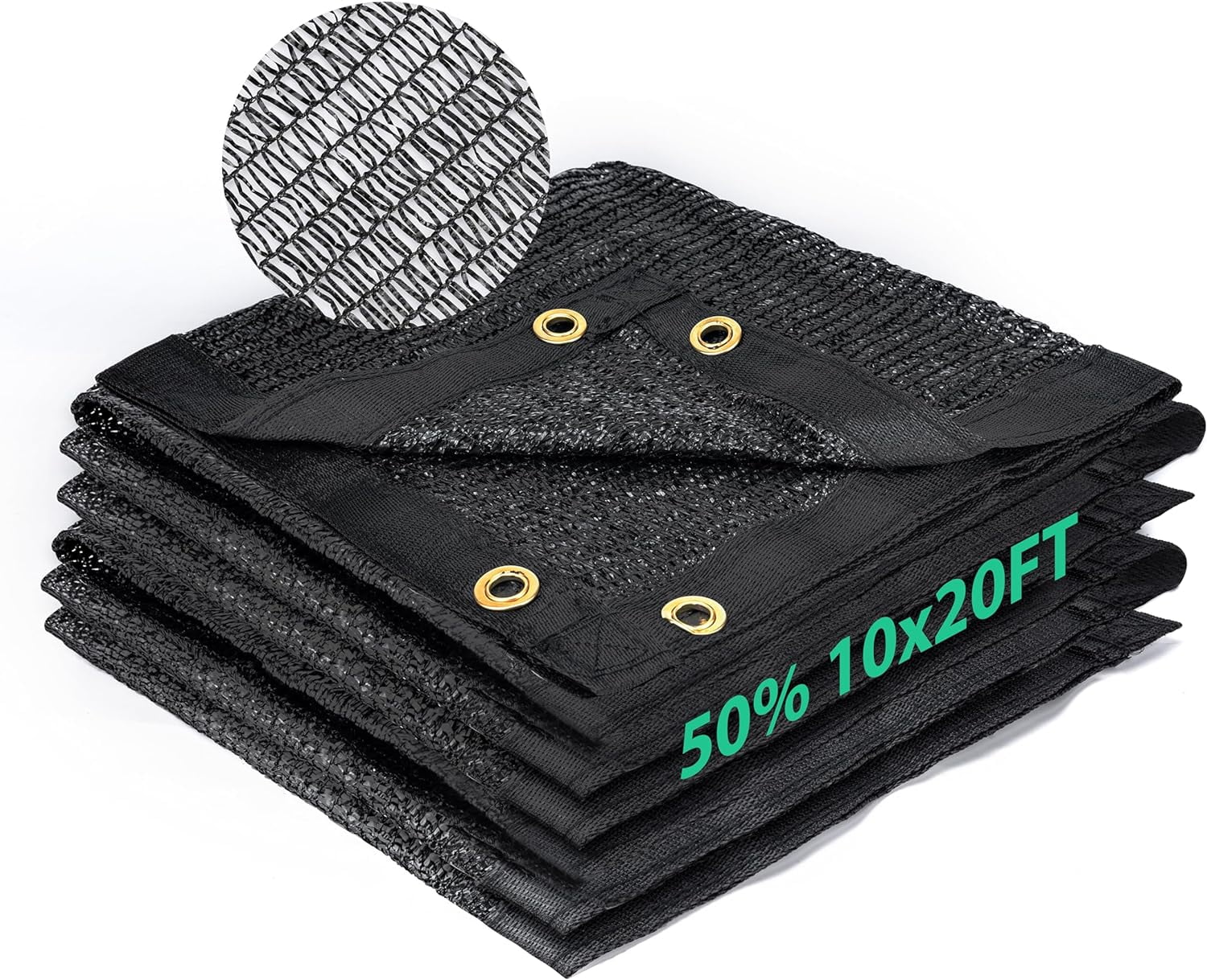 50% Garden Shade Cloth, 10 x 20 FT Durable Mesh Tarp with Grommets, Garden Sunblock Shade Cloth Shading Antifreezing for Plants Cover, Greenhouse, Barns Kennel, Patio, Tomatoes