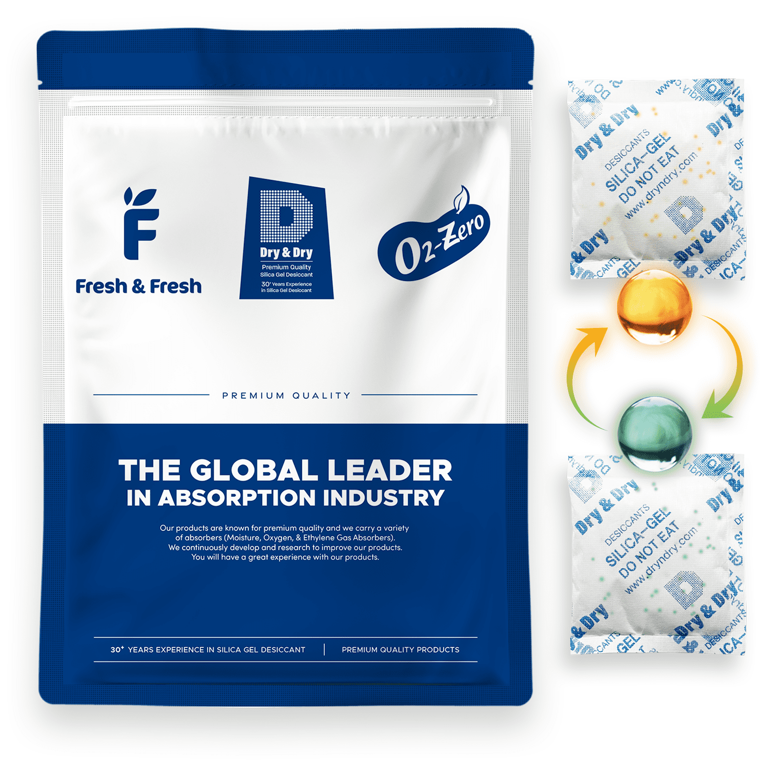 Dry & Dry, 50g Food Safe Indicating Silica Gel Packets, Moisture ...