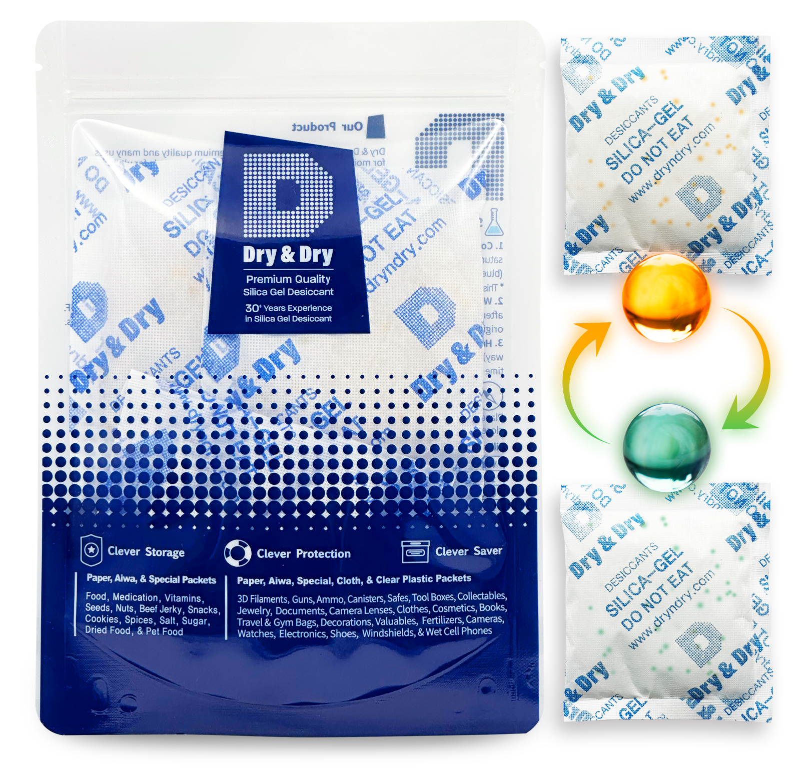 Food Grade Silica Gel Desiccant Packs - 50g (20 Packets) Moisture Absorber For Food, Storage & Dry Spaces