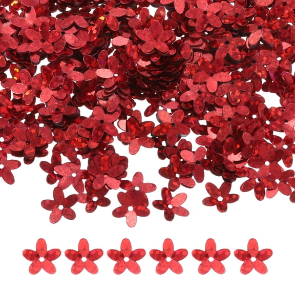 50 Gram Flower Loose Sequins, 10 mm Glitter Sequins Paillettes Bead for Clothing Accessories Embroidery Sewing DIY Art Crafts Supplies, Laser Bright Red