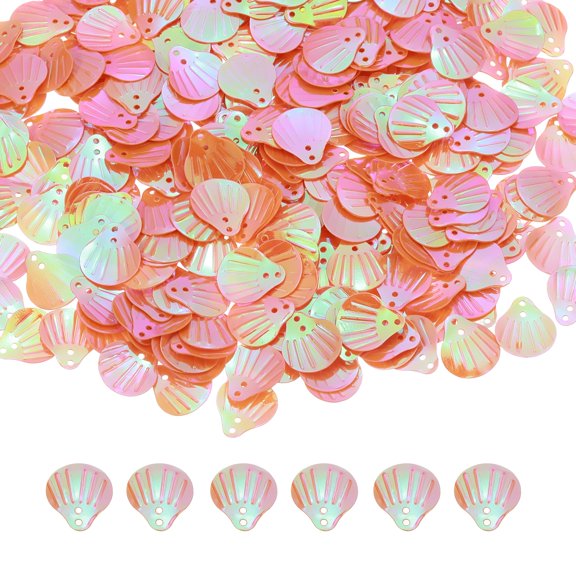 50 Gram Loose Sequins 13 MM Seashell Sequins and Spangles with 2 Holes for Earrings Clothing Accessories Embroidery Sewing DIY Art Crafts Supplies, AB Orange