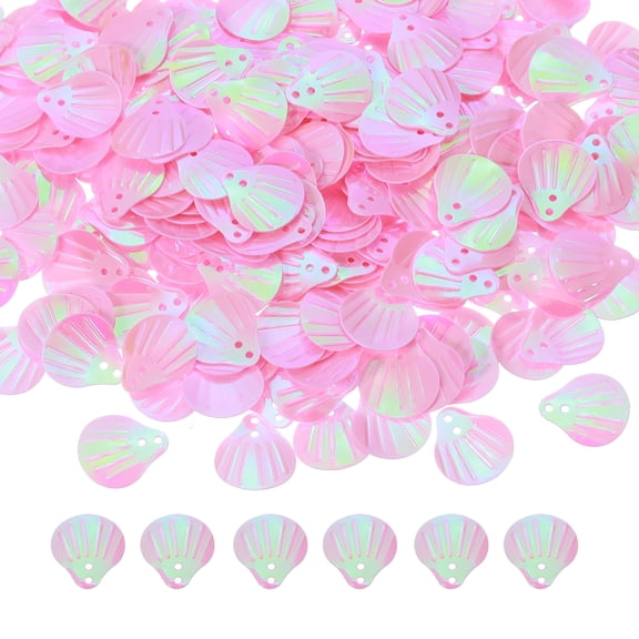 50 Gram Loose Sequins 13 MM Seashell Sequins and Spangles with 2 Holes for Earrings Clothing Accessories Embroidery Sewing DIY Art Crafts Supplies, AB Pink