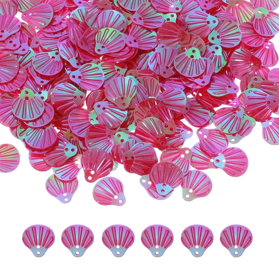 50 Gram Loose Sequins 13 MM Seashell Sequins and Spangles with 2 Holes for Earrings Clothing Accessories Embroidery Sewing DIY Art Crafts Supplies, AB Rose Red