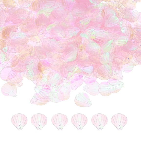 50 Gram Loose Sequins 13 MM Seashell Sequins and Spangles with 2 Holes for Earrings Clothing Accessories Embroidery Sewing DIY Art Crafts Supplies, Fantasy Transparent Pink