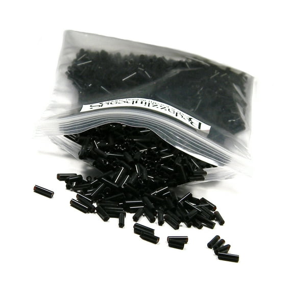 50 Grams of 1200 Bedazzlinbeads Economical 1/4 inch Long 6mm Glass Bugle Tube Seed Beads (Opaque Black)