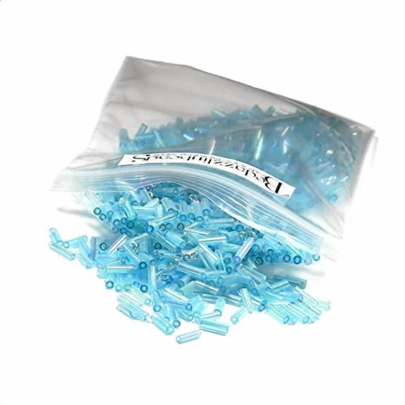 50 Grams of 1200 Ming Tree Economical 1/4 inch Long 6mm Glass Bugle Tube Seed Beads (Rainbow Aqua Blue)