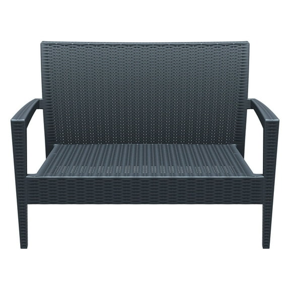 50" Gray Resin Patio Loveseat with Sunbrella Natural Cushion