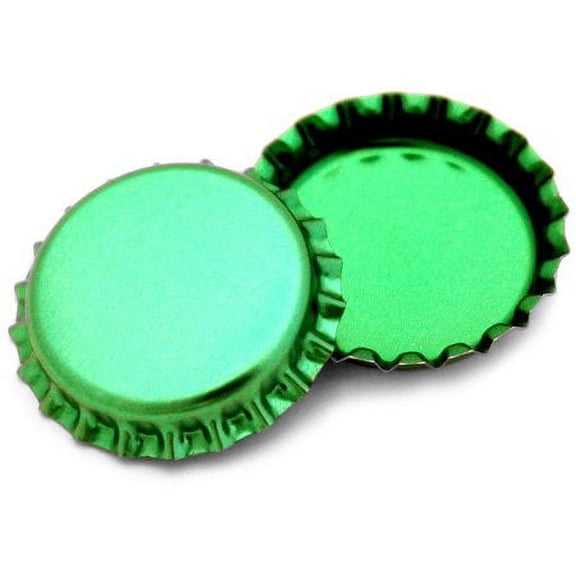 50 Green Metallic Bottle Caps Shiny Colors Craft Linerless