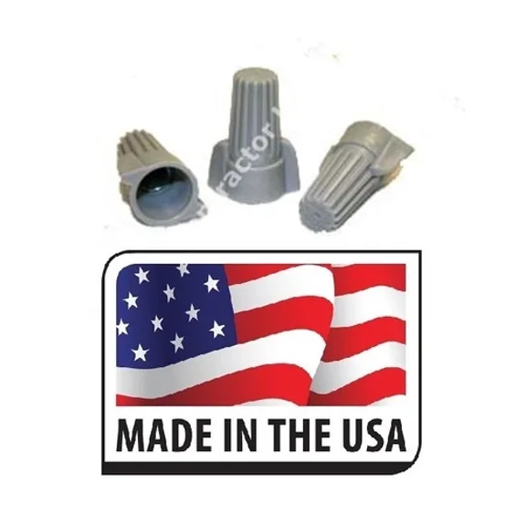 (50) Grey Wire Connector Winged Twist 18-8 Awg 105C Screw Nut Made In Usa