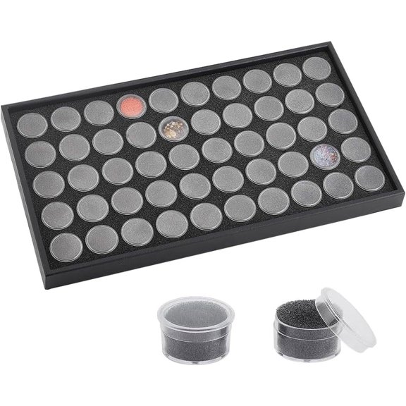 50 Grids Plastic Loose Storage Boxes Display Case with Clear Window and Sponge inside Black 37.5x21x2.5cm
