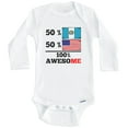 thumbnail image 1 of 50% Guatemalan 50% American 100% Awesome Funny Guatemala Flag One Piece Baby Bodysuit (Long Sleeve), 3-6 Months White, 1 of 1