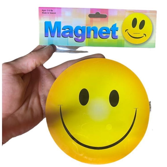 50 HAPPY SMILE FACE Yellow Large Car Fridge Magnets - wholesale