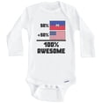 thumbnail image 1 of 50% Haitian 50% American 100% Awesome Funny Flag One Piece Baby Bodysuit (Long Sleeve), 0-3 Months White, 1 of 1