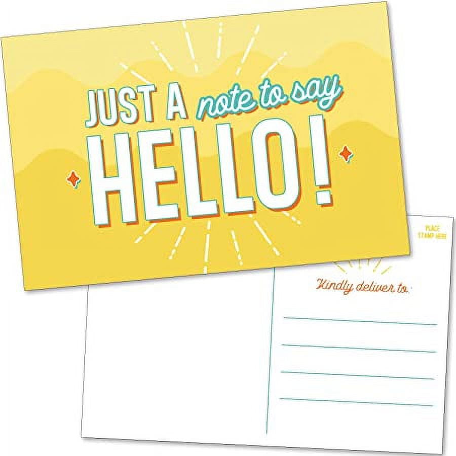 50 Hello Postcards Bulk Postcards for Kids, Friends, Students