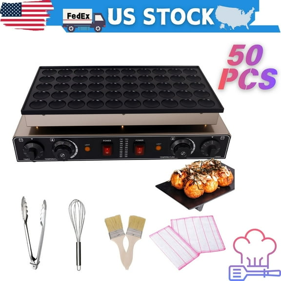 50 Holes Pancake Maker, Nonstick Baking Maker, Cupcake Maker Machine, Baking Maker with Stainless Steel Material, Non-Stick Surface, Control Panel, Leakage-Proof Plug for Family Parties & Gatherings