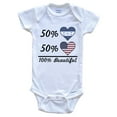 thumbnail image 1 of 50% Honduran 50% American 100% Beautiful Honduras Flag Heart Baby Bodysuit, 3-6 Months White, 1 of 2