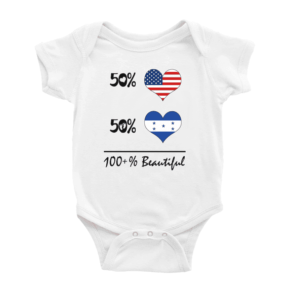 50% Honduran + 50% American = 100+% Beautiful Honduras Funny Baby Bodysuit
