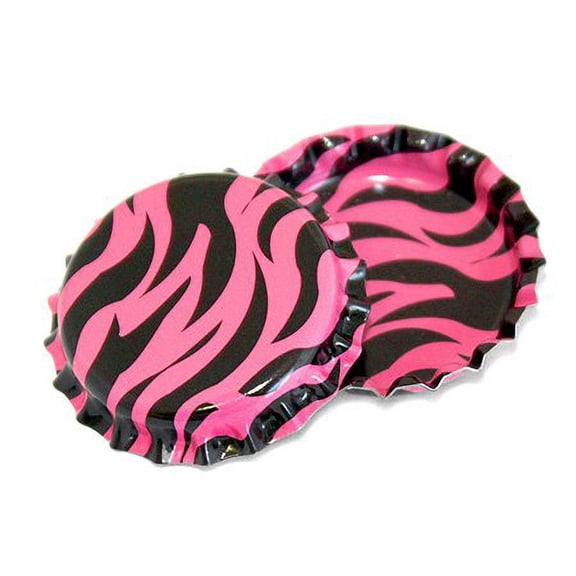 50 Hot Pink Zebra Safari Bottle Caps Colors Craft Linerless