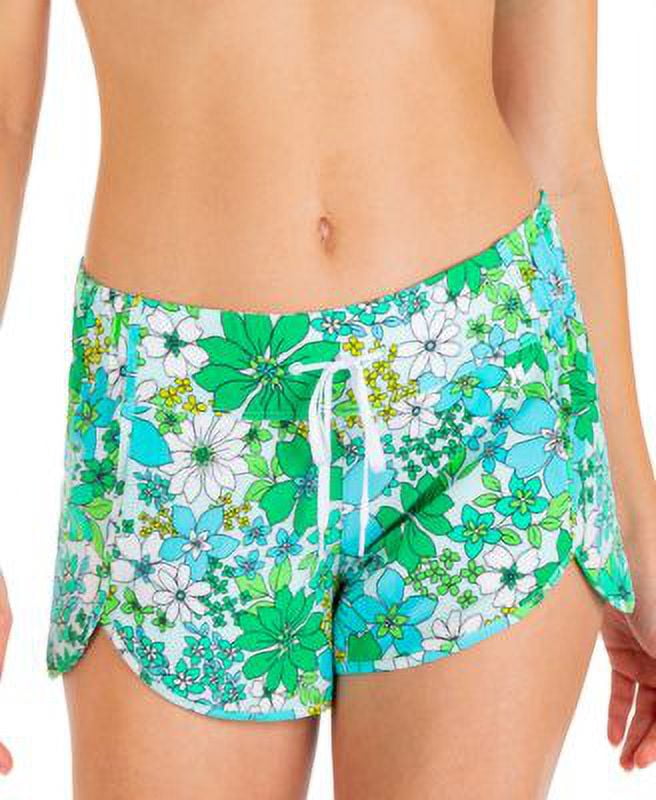 $50 Hurley Juniors Printed Drawstring Board Shorts Womens Swimsuit Blue Large