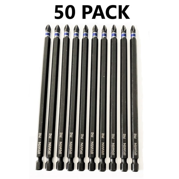 50 IRWIN 6" IMPACT #2 PHILLIPS PH2 SCREW DRIVER BITS DRILL TIPS DRIVER 1838492