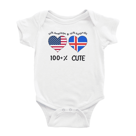 50% Icelandic + 50% American = 100+% Cute Baby Bodysuit (White, 0-3 Months)