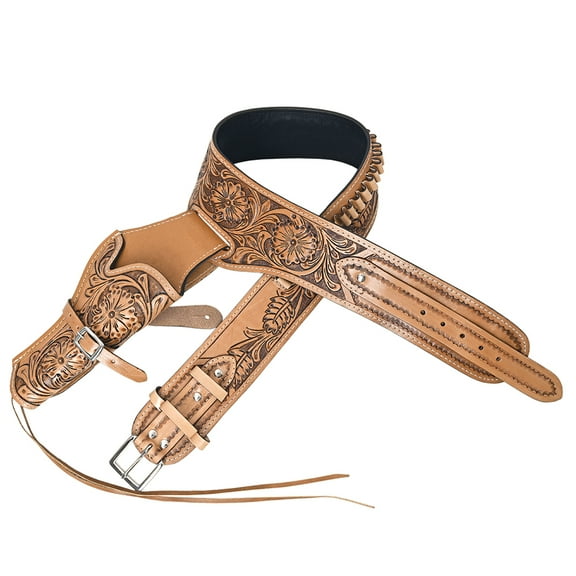 50 In Leather Gun Holster Hilason Western Right Hand Rig 38 Cal Cowboy