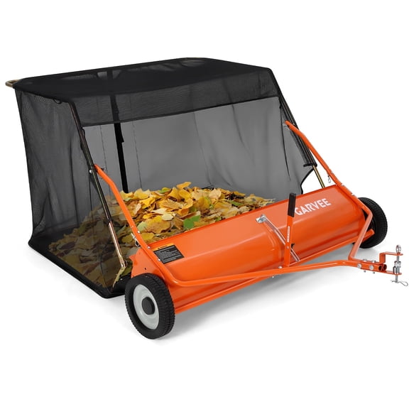 50-In Tow Behind Lawn Sweeper with 27 Cu. Ft. Hopper, Adjustable Height and Universal Hitch Design