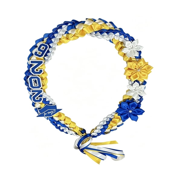 50 Inch 2026 Graduation Lei Double Braided Strands Graduation Ribbon Leis with 4 Satin Flowers Congrats Graduates Money Leis Class Of 2026 Gift for Men Women