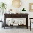 thumbnail image 1 of 50'' Inch Classic Retro Style Narrow Console Sofa Table with Three Top Drawers and Open Style Bottom Shelf Large Storage Space for Living Room, Entryway, Hallway, 1 of 7