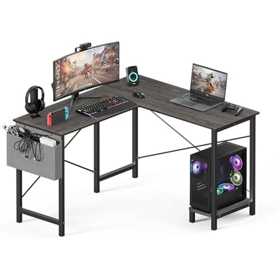 50-Inch L Shaped Desk,Grey Office Computer Gaming Desks Corner PC Table ...