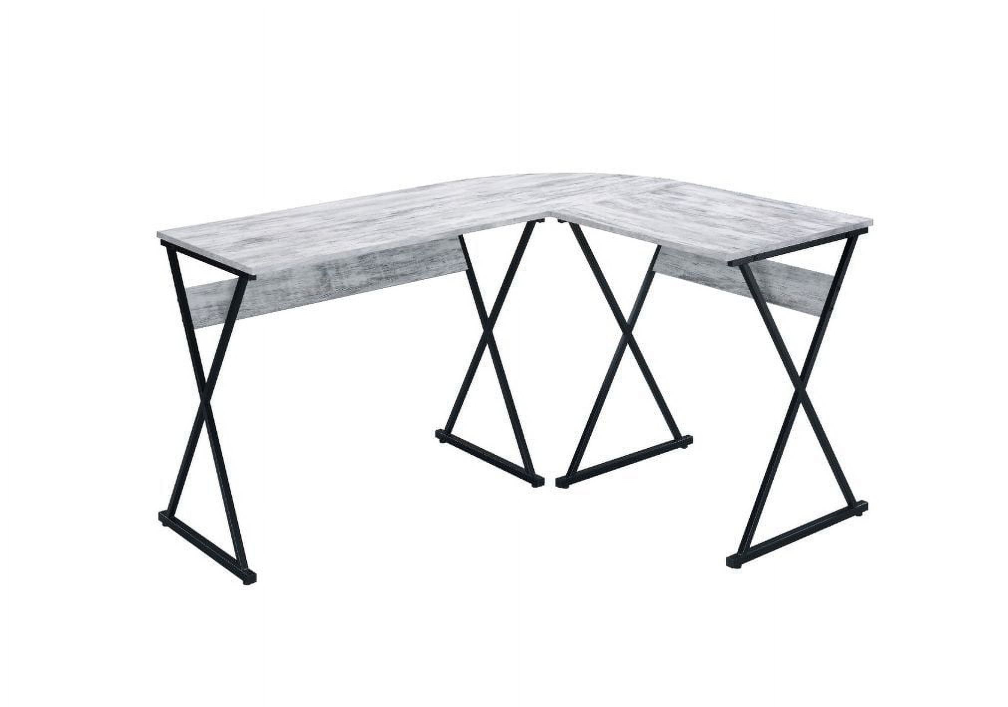 50 Inch L shaped Computer Desk with Large Tabletop Space Home Office Writing Desk with X shaped Metal Legs Working Desk for Living Room Office