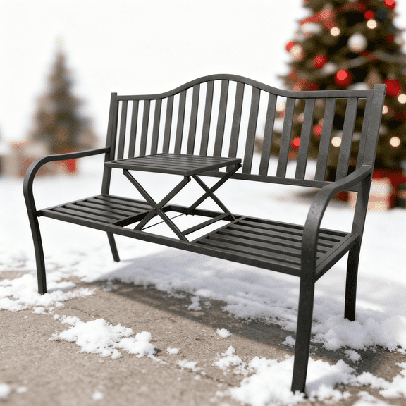 YLGJ&TIDY 50" Outdoor Bench, Metal Garden Bench, Patio Park Bench with Backrest & Armrests, Rust-Resistant,&nbsp;Perfect for Gardens, Parks, Porch, Lawn and Yard