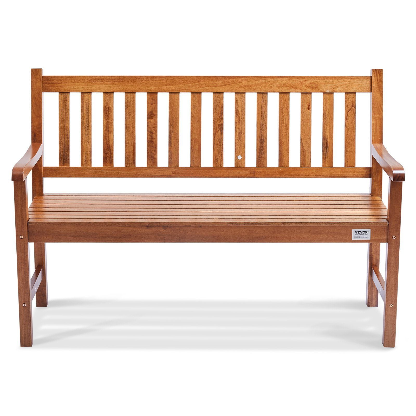 50 Inch Outdoor Wood Garden Bench with Backrest Armrests 800 lbs ...